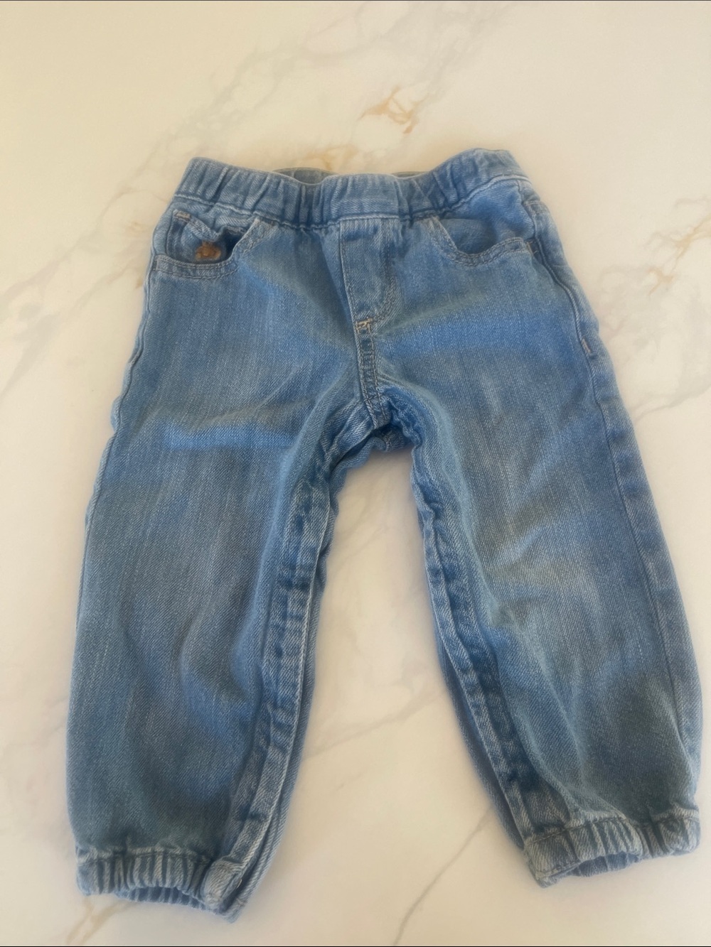 GAP Light Blue Elastic-Waist Denim Jogger Pants for Kids